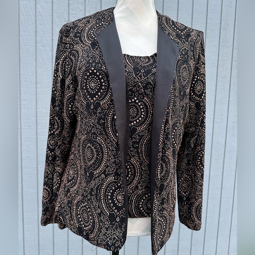 XSCAPE Petite Brown and Black Camisole and Matching Jacket